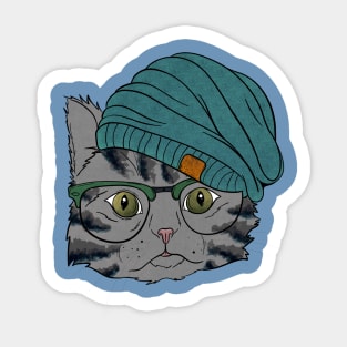 Cool Gray Cat Sticker